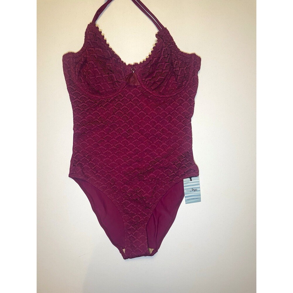 Pour Moi Burgundy One-Piece Swim SZ 36 DD